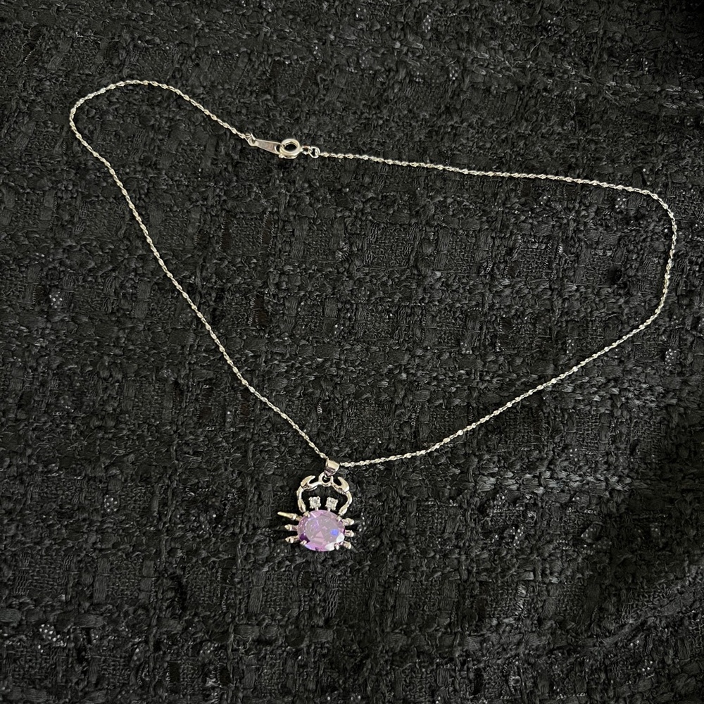 18k Silver Crab Pendant Necklace